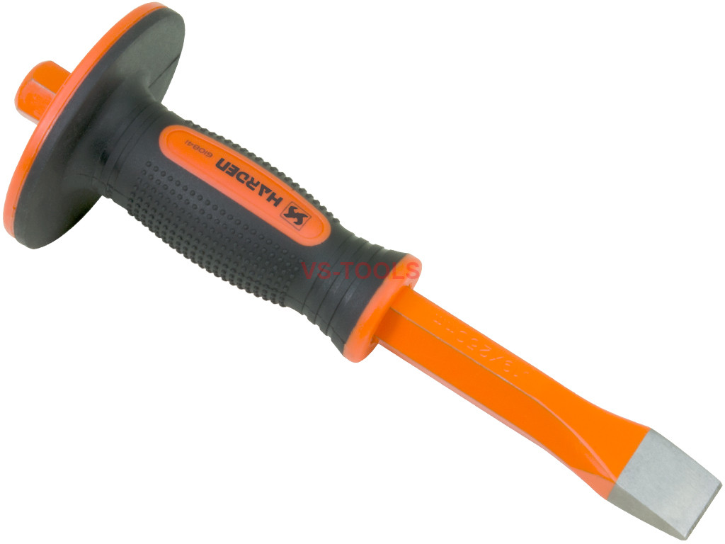 19mm Flat Slotted Head 250mm CRV TPR Hand Guard Handle Concrete Chisel